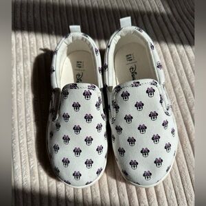 BabyGAP Kids White Slip-On Sneakers with Pink Minnie Mouse Bows